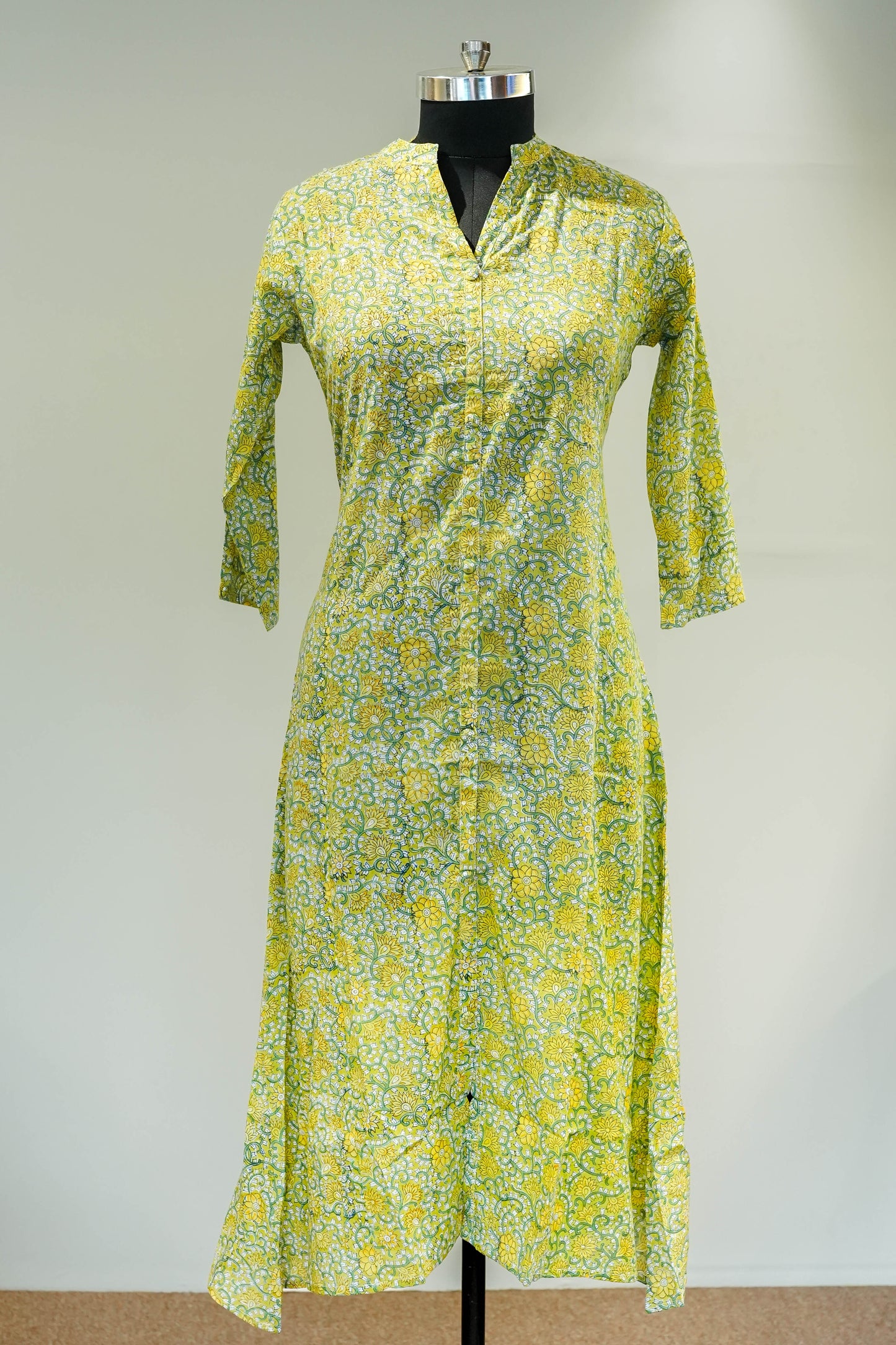 Yellow Floral Printed Kurta