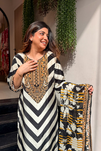 Aranya Embroidered & Printed Suit Set