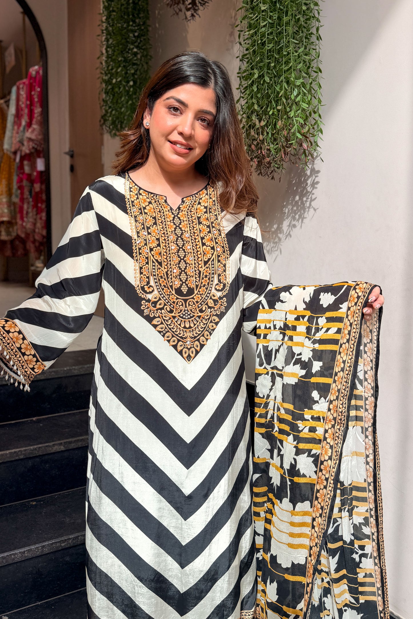 Aranya Embroidered & Printed Suit Set