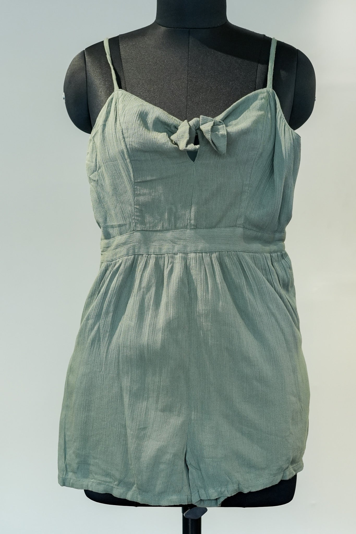 Green Front Knot Playsuit
