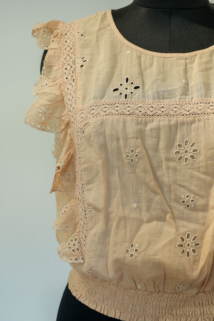 Beige Schiffli Work Top