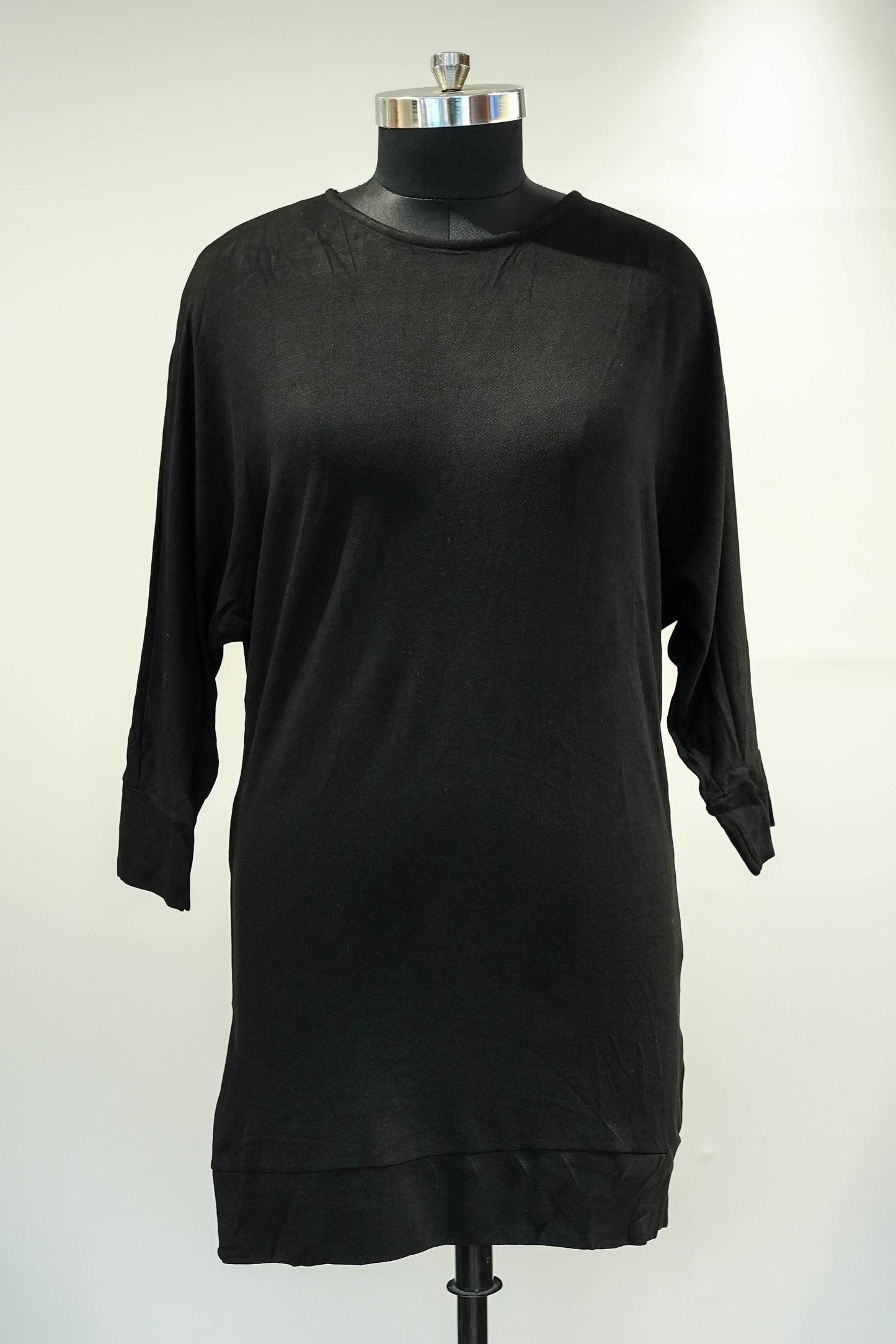 Long Black Cotton Sweatshirt