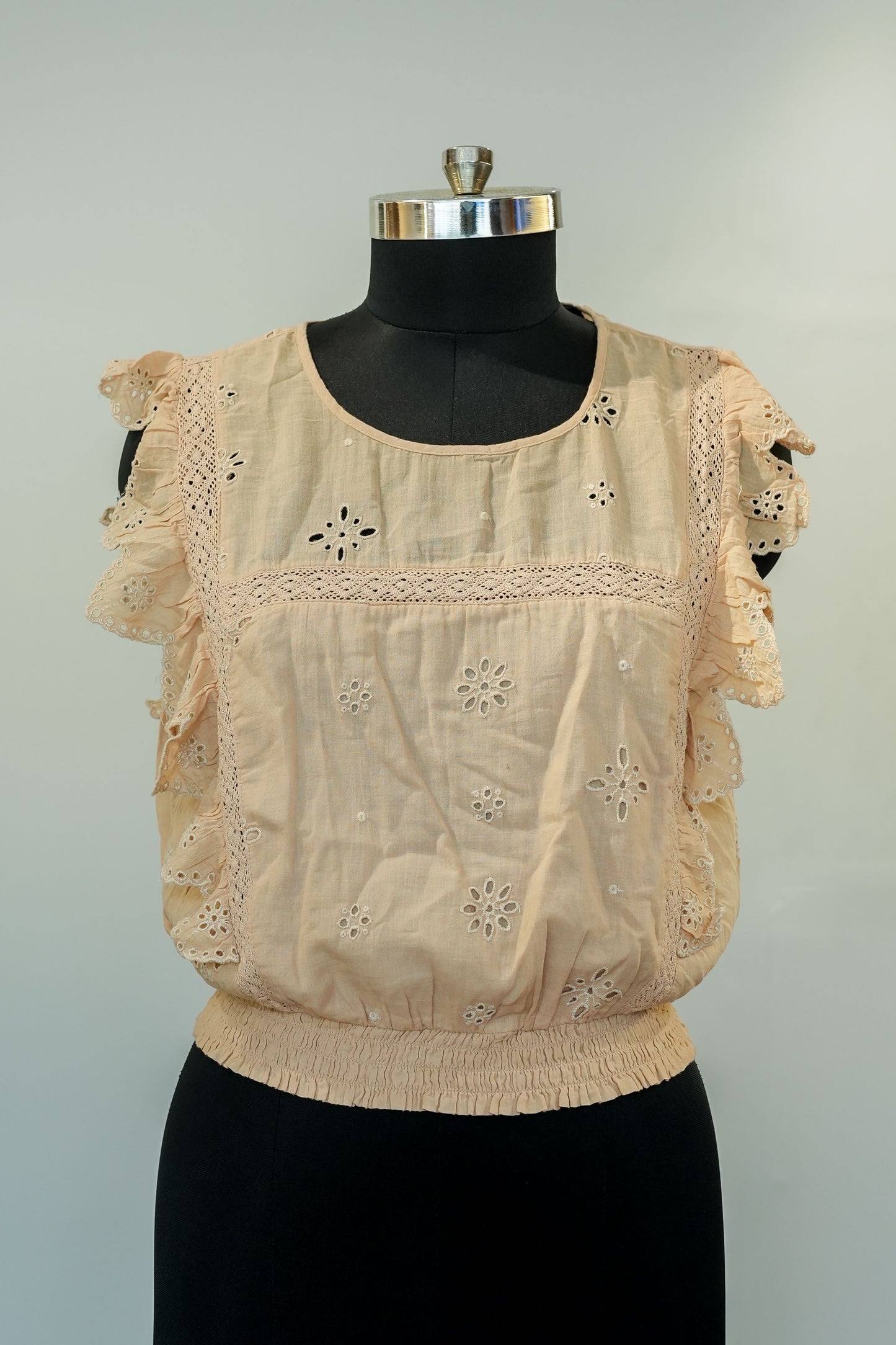 Beige Schiffli Work Top