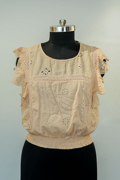 Beige Schiffli Work Top