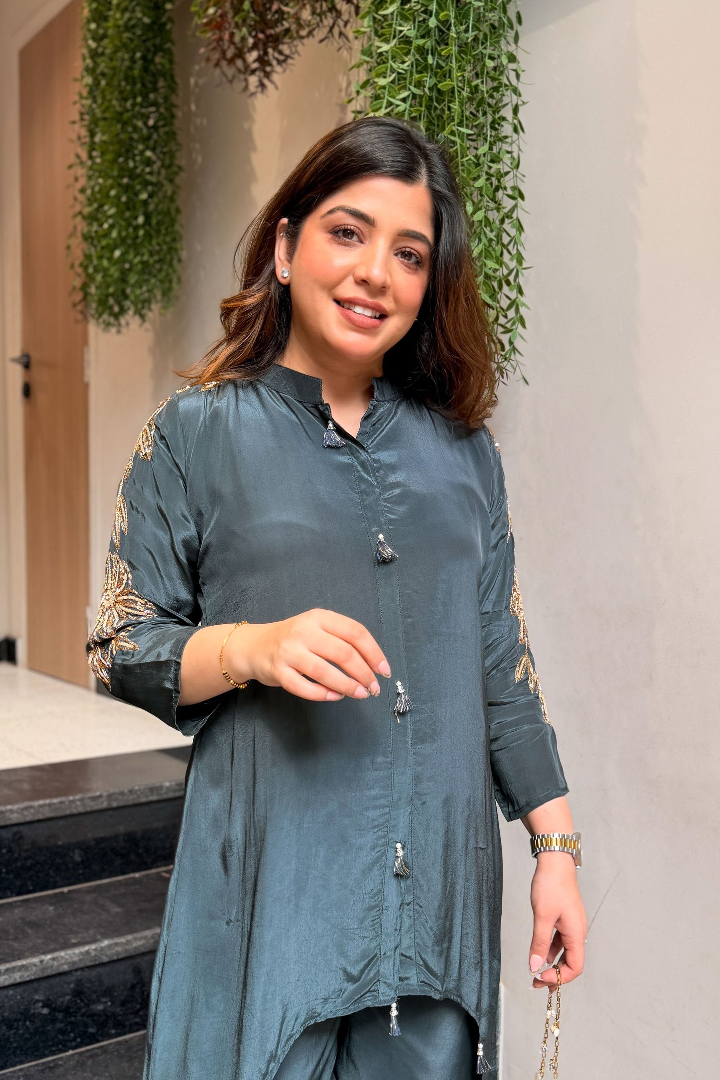 Urva Embroidered Sleeves Cord Set