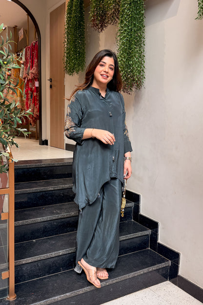 Urva Embroidered Sleeves Cord Set