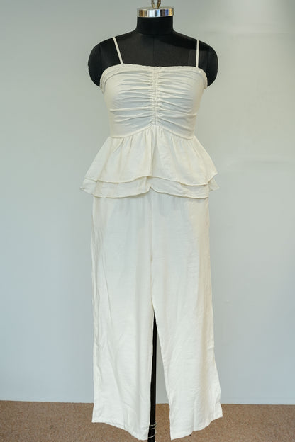 White Peplum Co ord Set