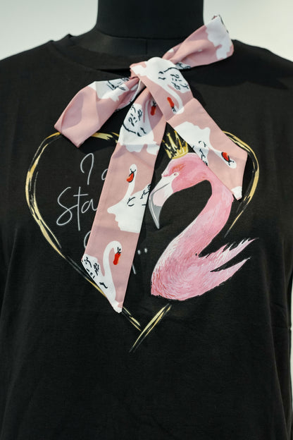 Printed Ribbon Detailing Tshirt