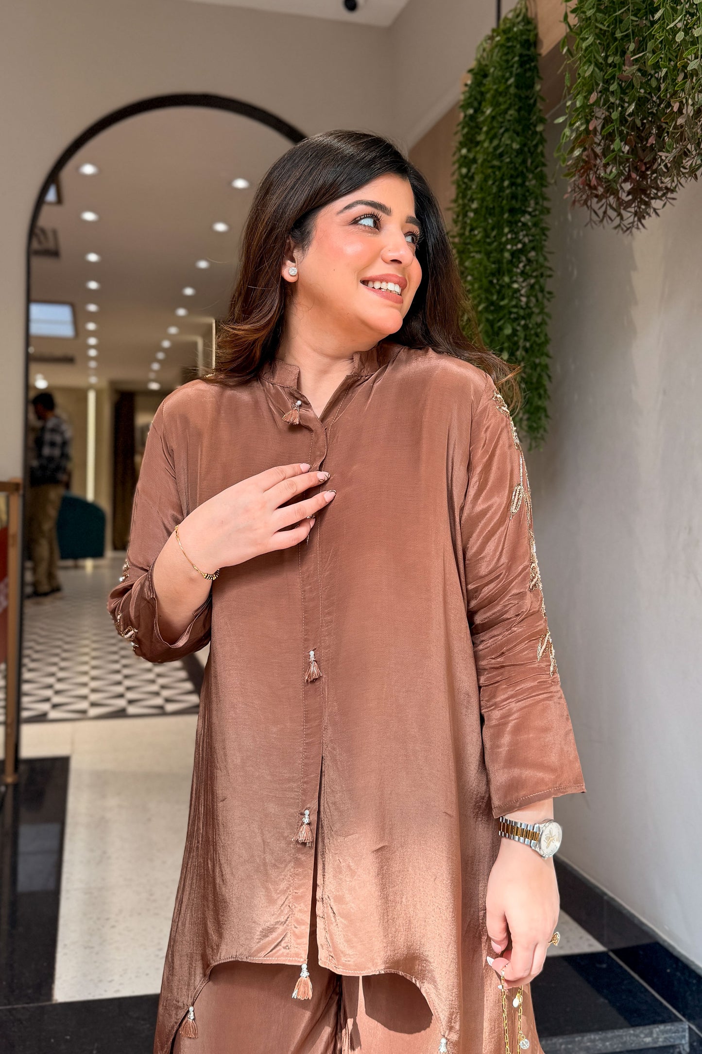 Urva Embroidered Sleeves Cord Set