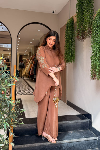 Urva Embroidered Sleeves Cord Set