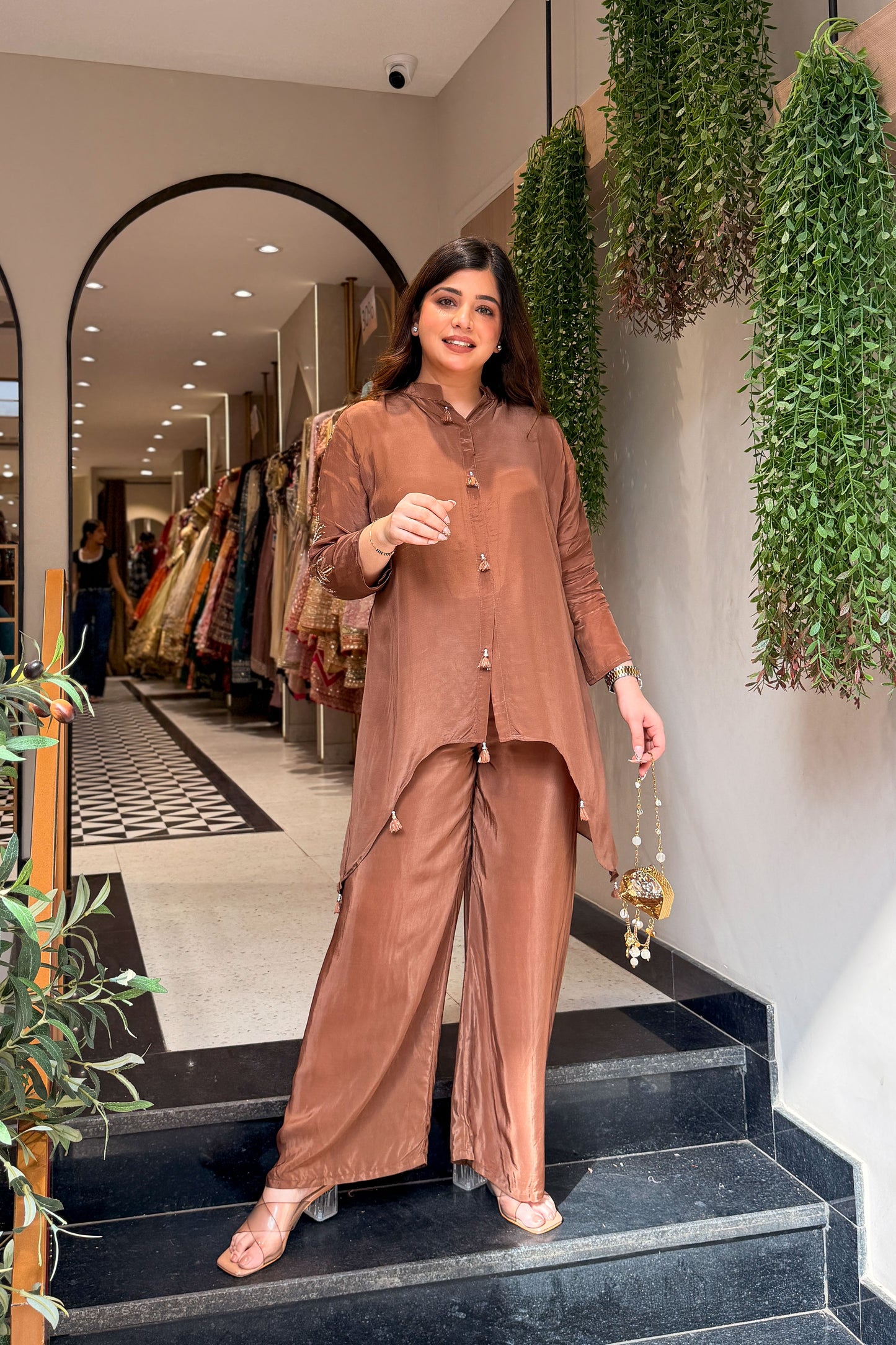 Urva Embroidered Sleeves Cord Set