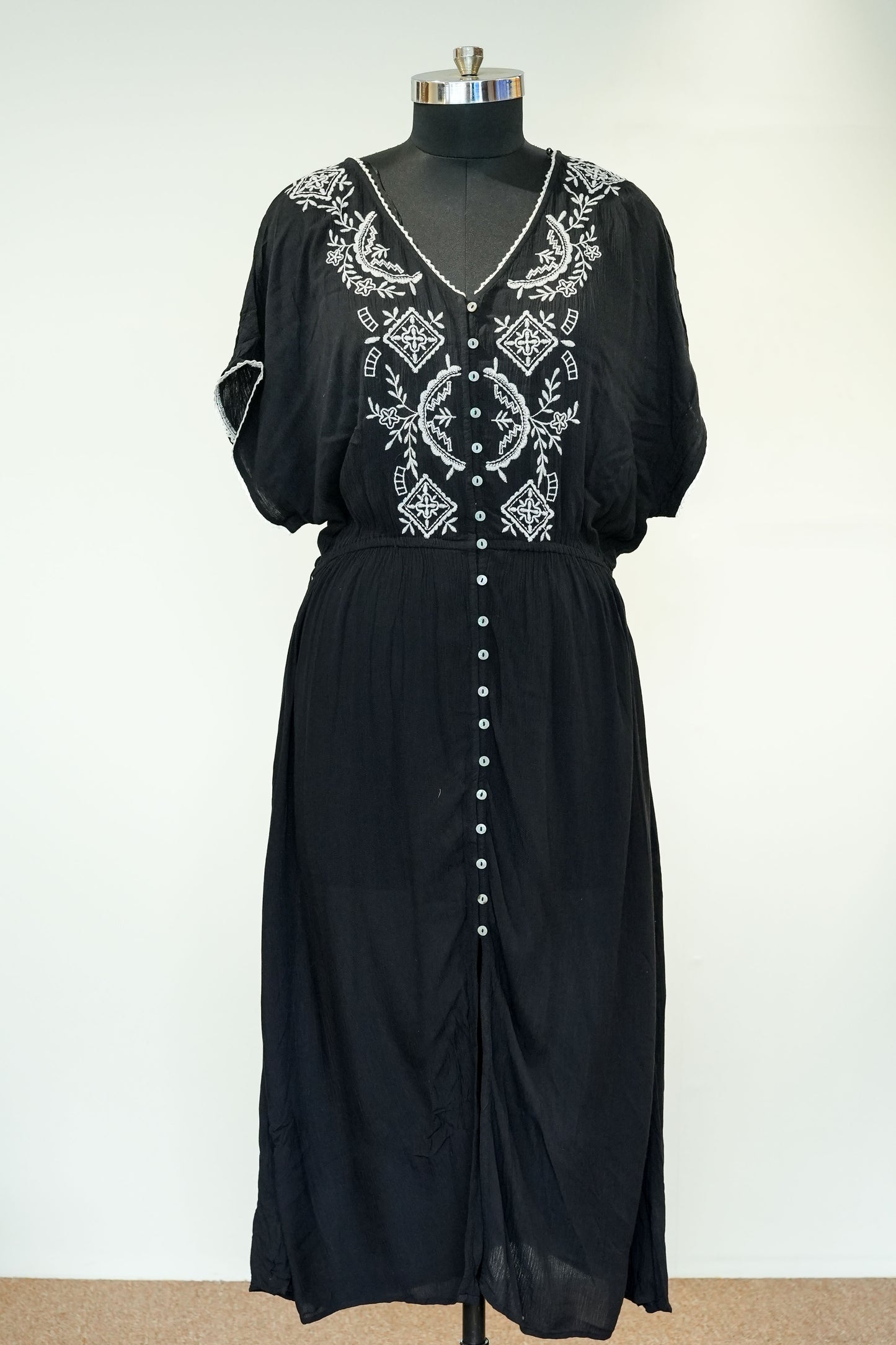 Black Thread Work Maxi Dress