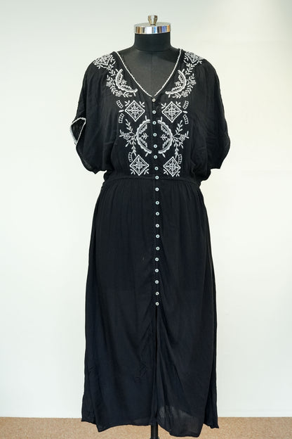 Black Thread Work Maxi Dress