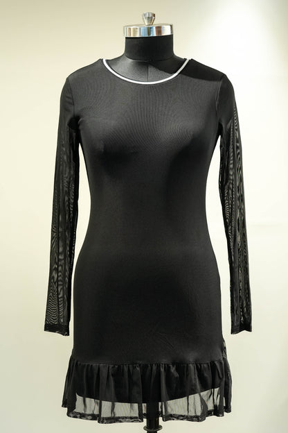 Black Sheer Ruffle Dress