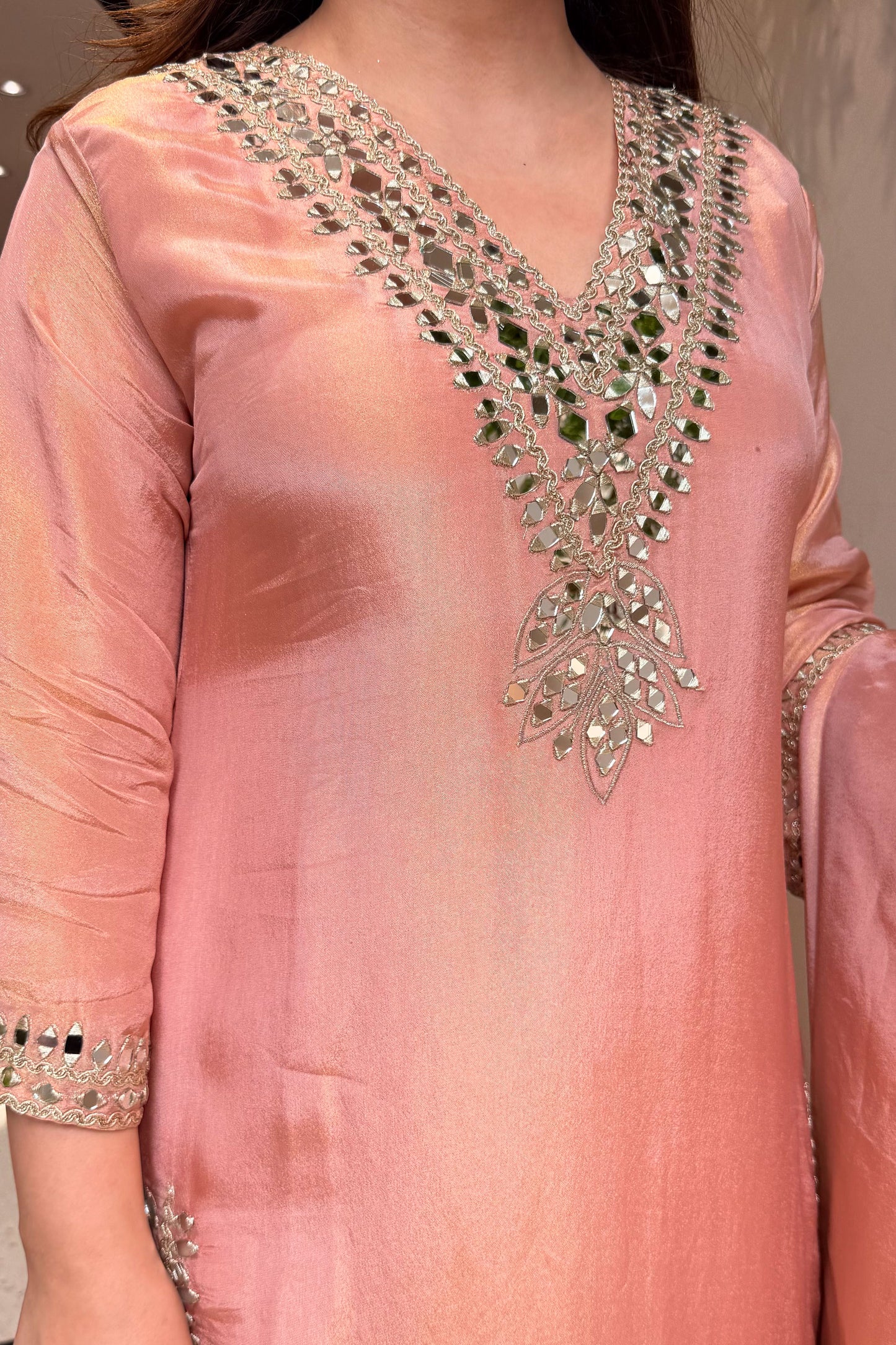 Avnika Mirror Work Suit Set with Potli