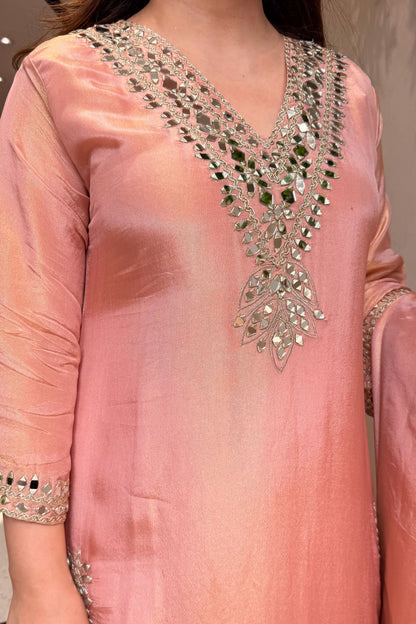Avnika Mirror Work Suit Set with Potli