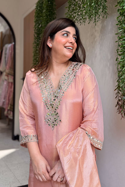 Avnika Mirror Work Suit Set with Potli