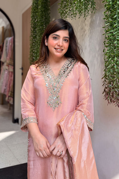 Avnika Mirror Work Suit Set with Potli