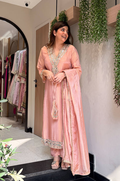 Avnika Mirror Work Suit Set with Potli