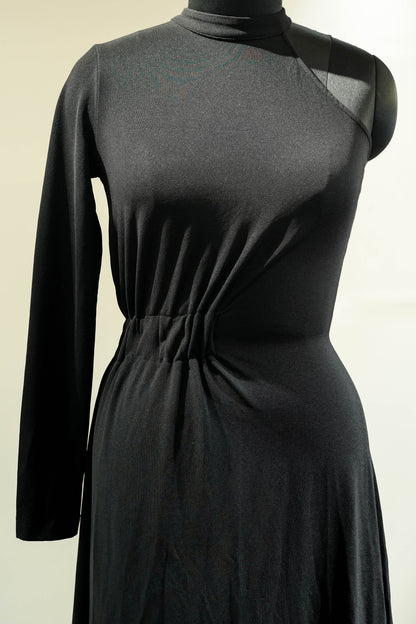 Black One Shoulder High Low Dress