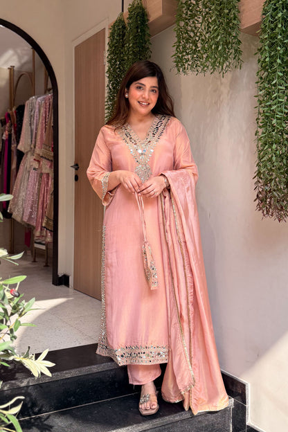 Avnika Mirror Work Suit Set with Potli