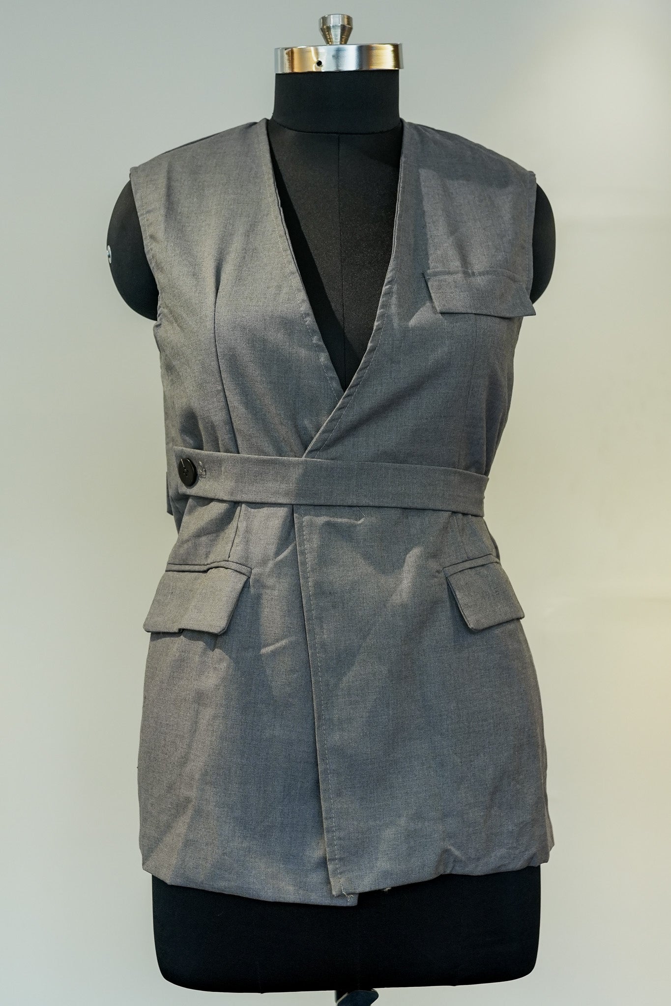 Grey Front Pocket Vest