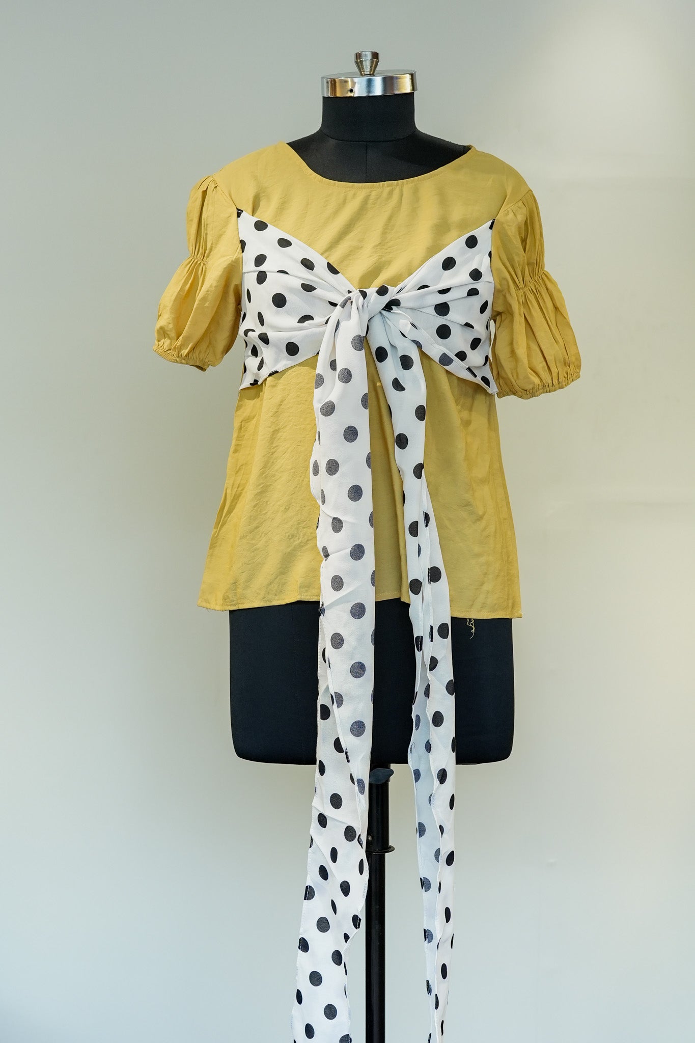 Yellow Front Polka Dot Bow Top