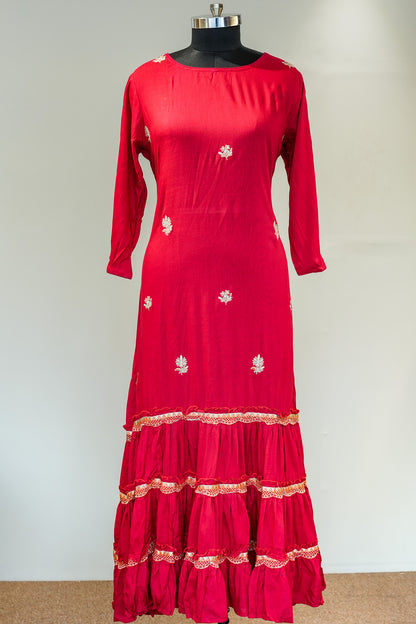 Navika Embroidered Flared Maxi