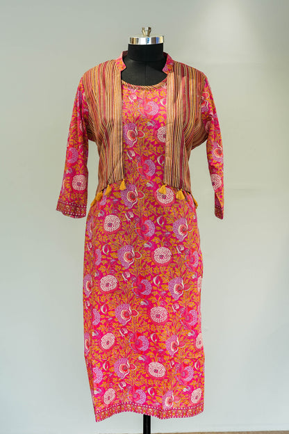 Floral Printed Shrug Style Kurta