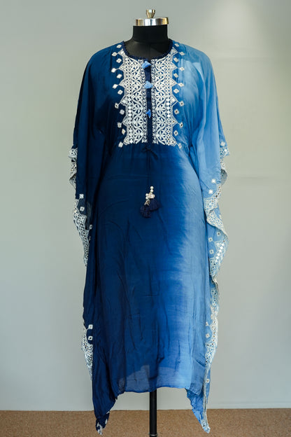 Blue Ombre Embroidered Kaftan