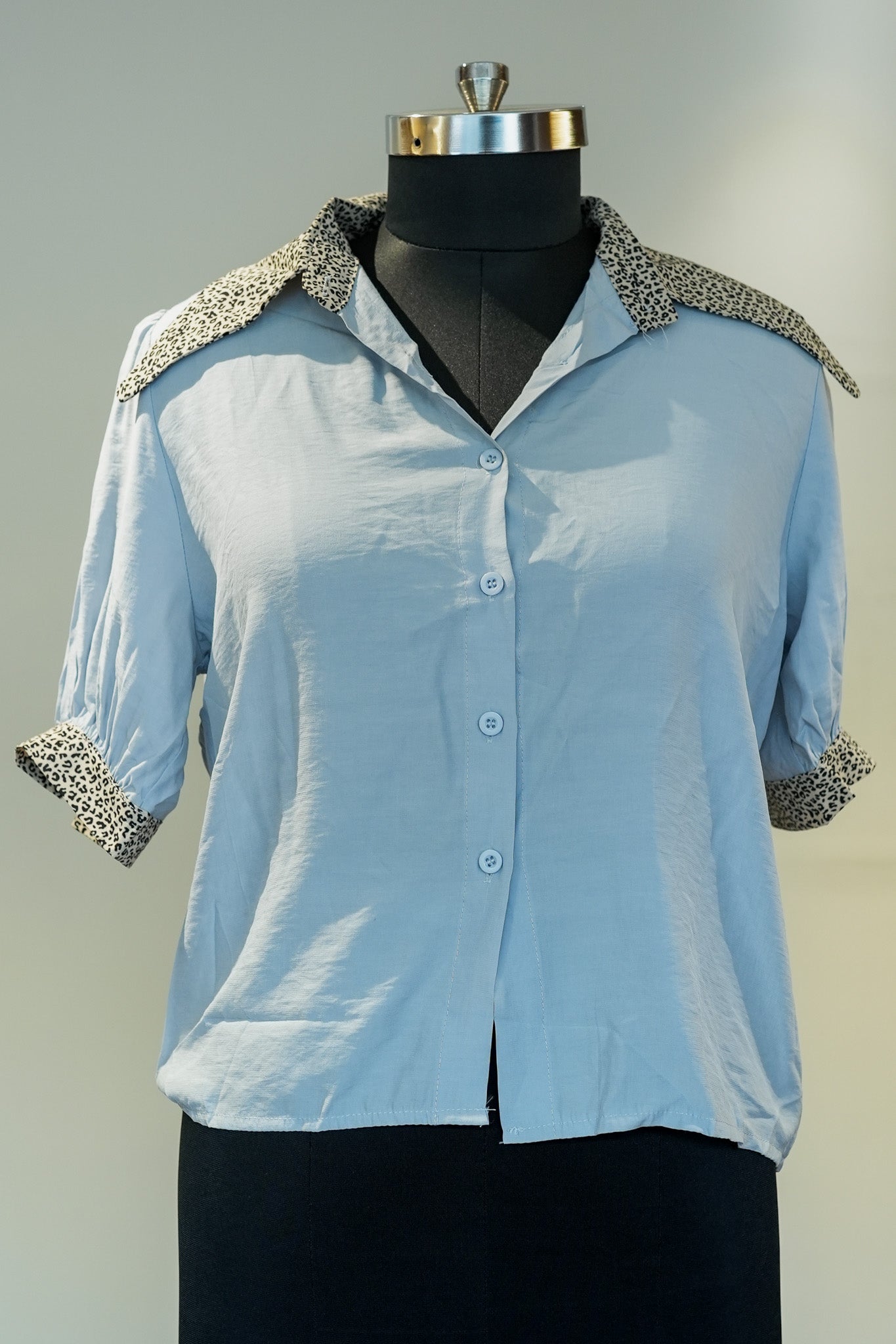 Blue Leopard Print Top