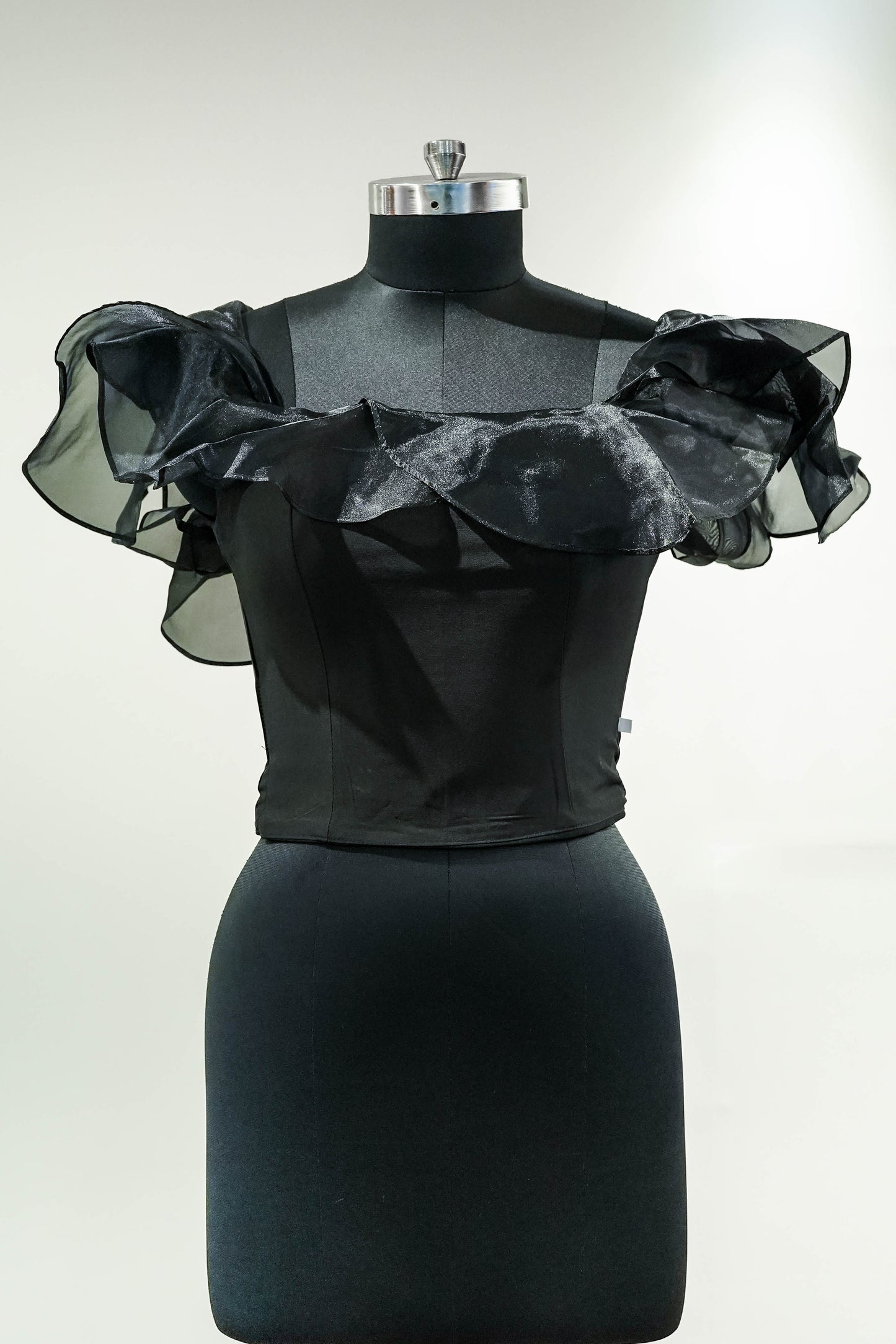 Twitty Black Ruffle Short Top