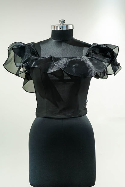 Twitty Black Ruffle Short Top