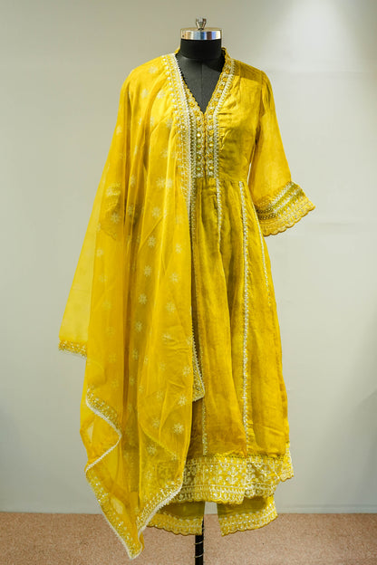 Akira Schiffli Work Anarkali Suit Set