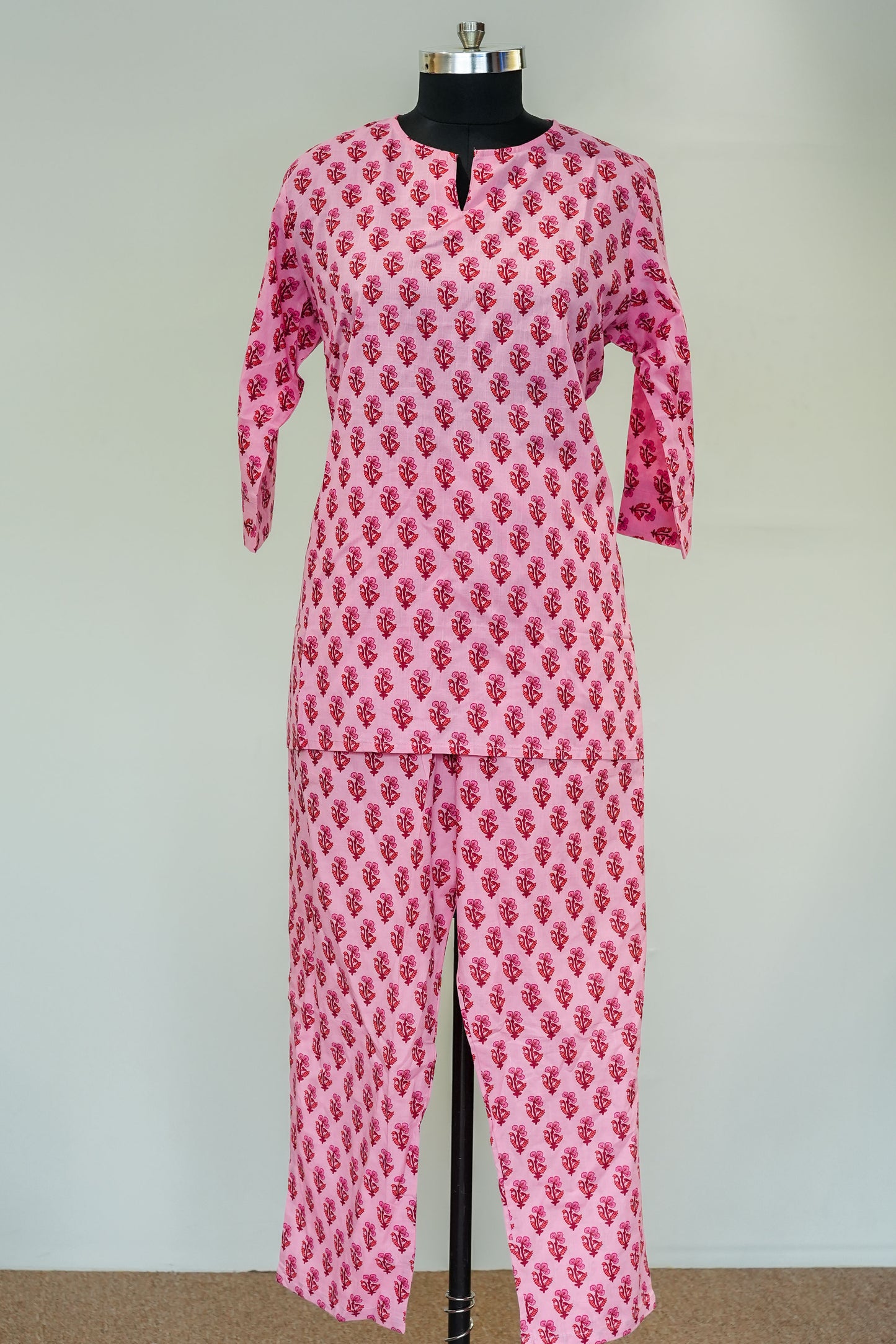 Pink Printed Short Kurta Set