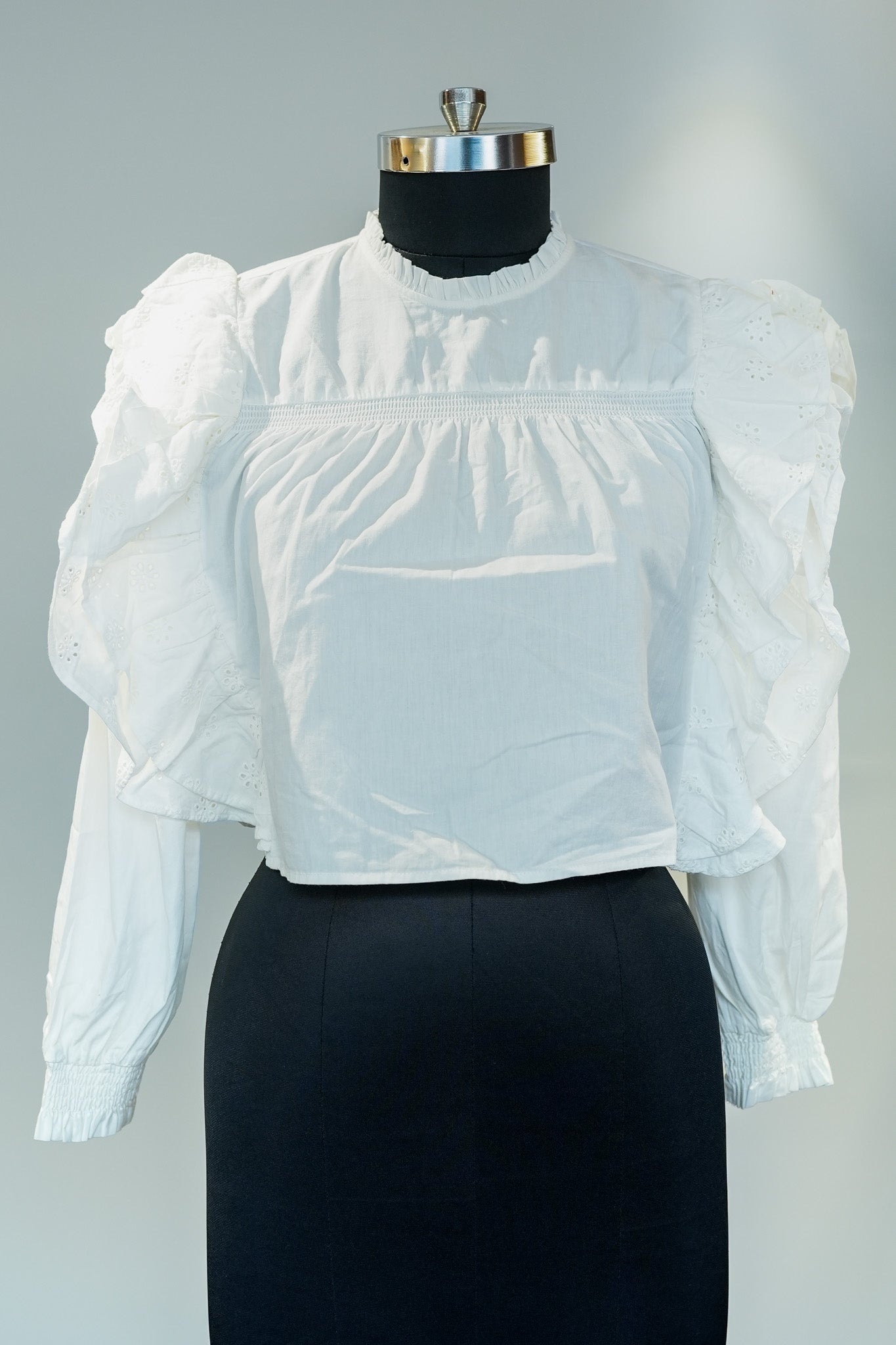 White Frill Full Sleeves Top