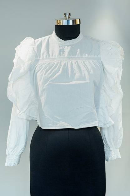 White Frill Full Sleeves Top