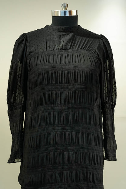 Mira Black Ruffle Long Dress