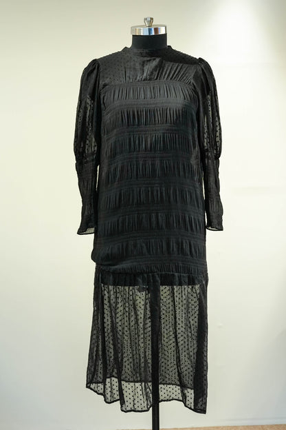 Mira Black Ruffle Long Dress