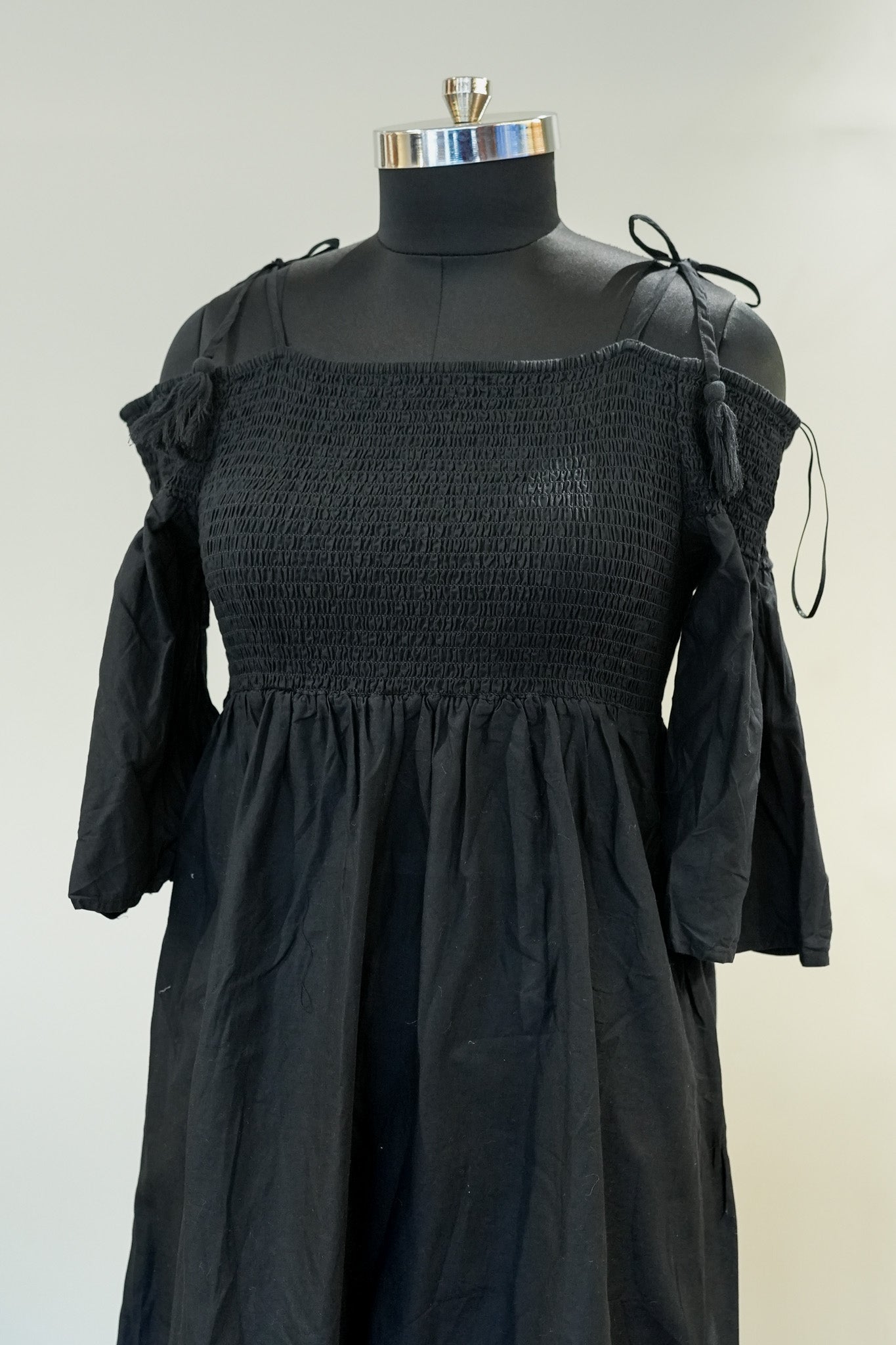 Black Off Shoulder Frill Dress