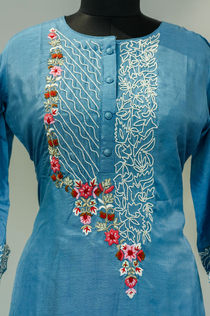 Sana Thread Embroidered Silk Suit Set