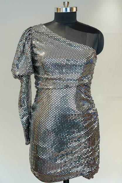 Silver One Shoulder Dress