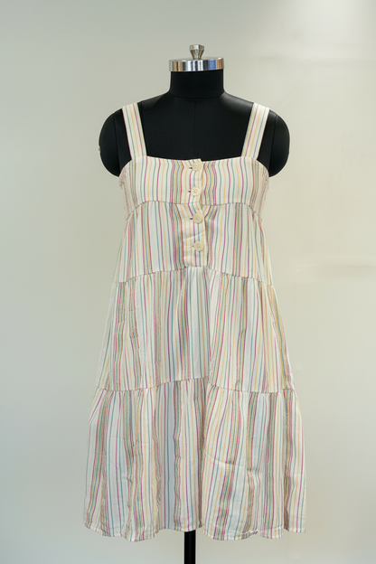 Front Buttoned Striped Dress