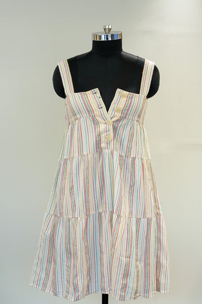 Front Buttoned Striped Dress