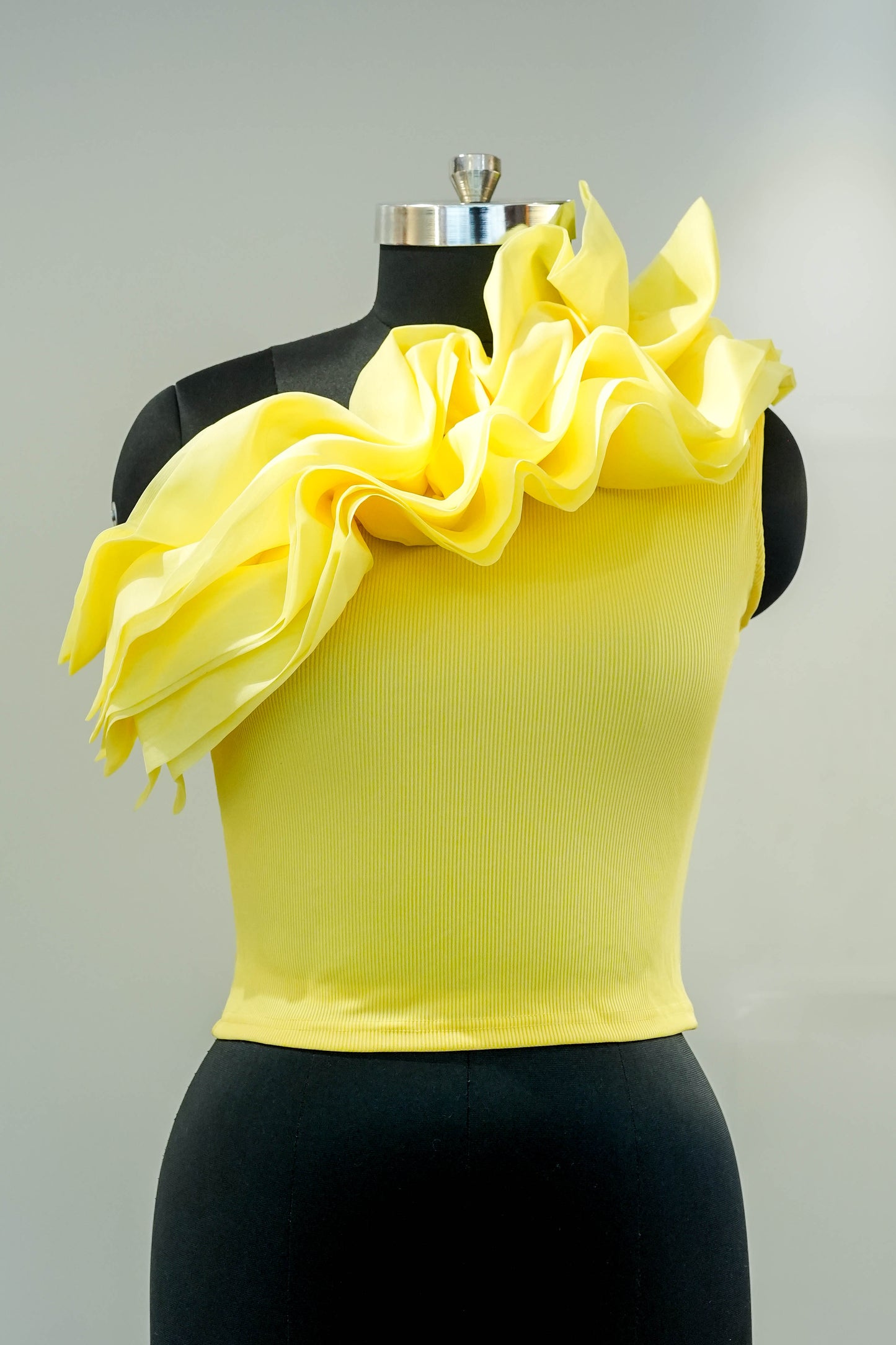 Yellow One Shoulder Ruffle Top