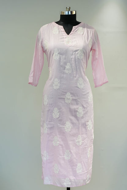 Pink Floral Embroidered Kurta