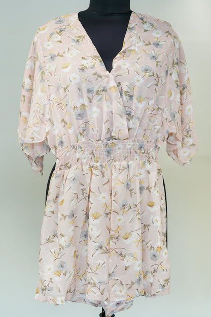 Pink Floral Printed Playsuit