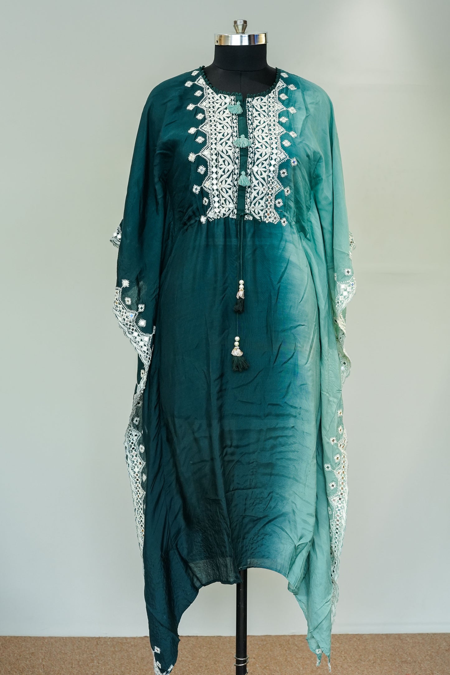 Green Ombre Embroidered Kaftan