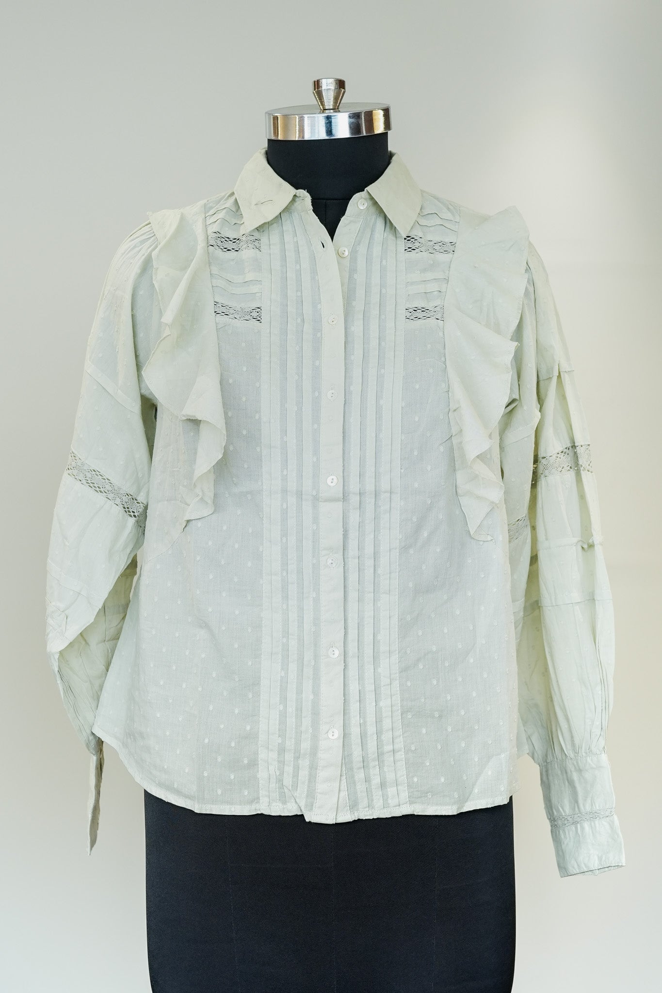 Green Frill Full Sleeves Shirt