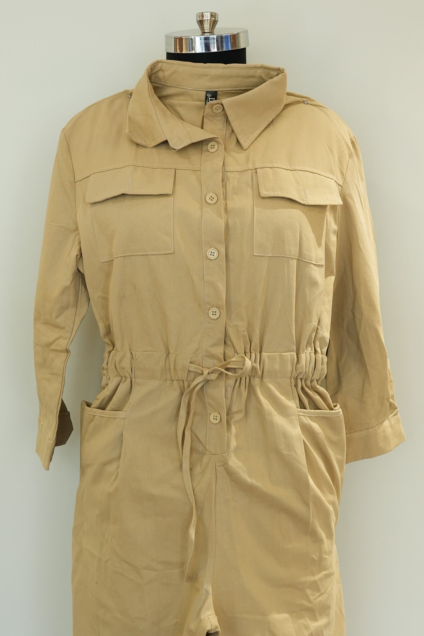 Beige Front Pocket Jumpsuit